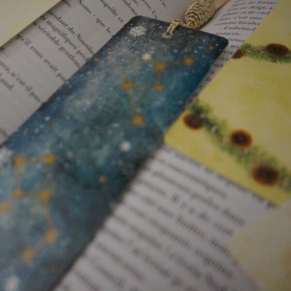 Marque page Marque-page Bookmark Noël Christmas Winter Hiver 2023 Aquarelle Aquarell Aquarela Handmade Paint Painting Sapin Houx Gui Orange Pop corn Constellation Mystique Décoration Booklover Marque pages Livre Lecture Hello mon Amour hellomonamour