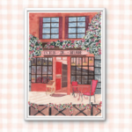 Cœur de beurre

Cœur de beurre est une illustration originale réalisée à la gouache, représentant la devanture d’une pâtisserie chaleureuse et fleurie, baignée d’une atmosphère douce et réconfortante.

Façade aux teintes rosées, vitrines garnies de gourmandises, guirlandes de fleurs délicates et petite terrasse accueillante… cette scène évoque les promenades de village, l’odeur du beurre chaud et des viennoiseries, les instants suspendus devant une pâtisserie de quartier. Une illustration pleine de charme, inspirée de l’art de vivre à la française et des ambiances cosy.

Cette œuvre s’adresse aux amoureux de pâtisserie, de gourmandise, de décoration chaleureuse, d’illustrations architecturales, et d’art traditionnel. Le rendu texturé de la gouache apporte une profondeur et une authenticité uniques, faisant de chaque regard une invitation à entrer.

✨ Une idée cadeau gourmande et poétique
Parfaite comme cadeau pour passionné de pâtisserie, cadeau gourmand, cadeau de Noël, cadeau d’anniversaire, cadeau pour amateur d’art, ou décoration murale pour cuisine, salon ou atelier, cette illustration apportera une touche de douceur et de chaleur à tout intérieur.
Illustration pâtisserie, illustration gourmande, art à la gouache, illustration façade, pâtisserie française, art traditionnel, illustration cosy, décoration murale cuisine, affiche gourmande, illustration architecturale, art poétique, idée cadeau gourmand, cadeau pâtisserie, illustration fait main.