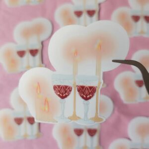 « Verres de vin et bougies » – Sticker