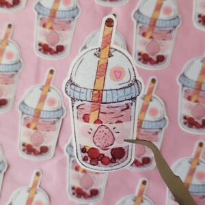 « Bubble tea à la fraise » – Sticker
